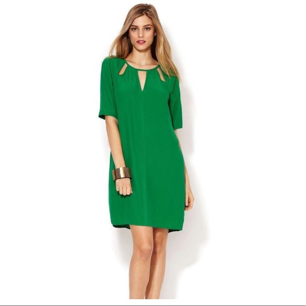 BCBGMaxAzria Kelly Green Rosetta Keyhole Mini Dress Size XS